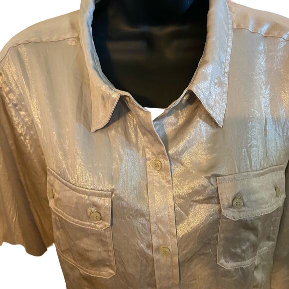 Women’s liquid gold sz M shimmer blouse. Calvin Klein. Excellent condition. - Picture 5 of 5